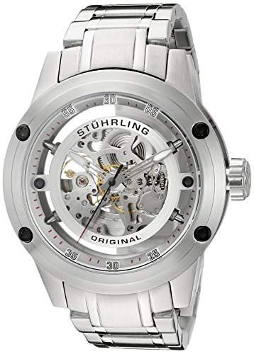 Stuhrling Original 360 Elite MenAutomatik Uhr silbernes Zifferblatt Analog-Anzeige und Silber-Edelstahl-Armband 314 33112 m