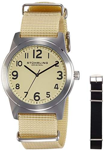 Stuhrling Original Herren-Armbanduhr Aviator Contrail Watch Set Analog Quarz 409SET01