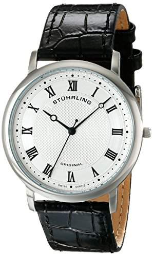 Stuhrling Classique 45 Herren 38mm Schwarz Leder Armband Uhr 64501