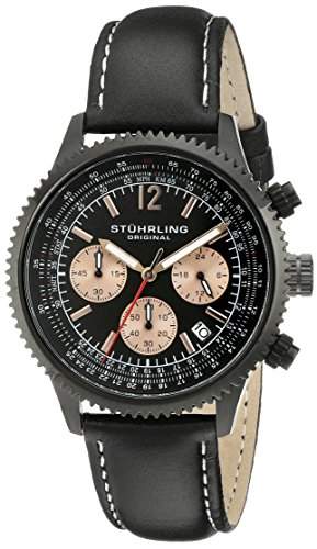 Stuhrling Original Herren-Armbanduhr Monaco Analog Quarz Leder 66905