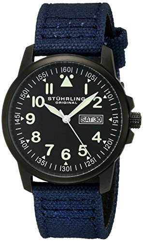 Stuhrling Original Herren-Armbanduhr Aviator 850 Analog Quarz Textil 85003
