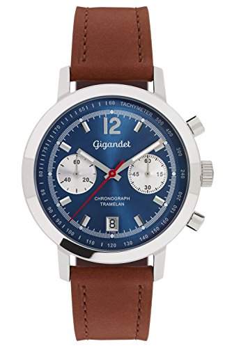 Gigandet Tramelan Herren Quarz Armbanduhr Chronograph Analog Datum Braun Blau G10-002