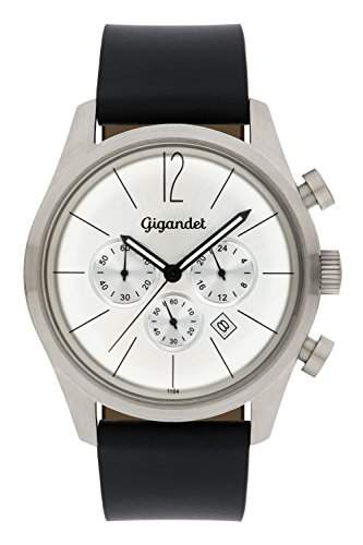 Gigandet Art Deco Herren Armbanduhr Chronograph Analog Quarz Schwarz Silber G13-001