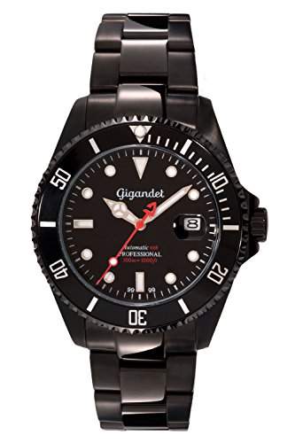 Gigandet Automatik Herren-Armbanduhr Sea Ground Limited Edition - 50 Stueck -Taucheruhr Uhr Datum Analog Edelstahlarmband Schwarz G2-006