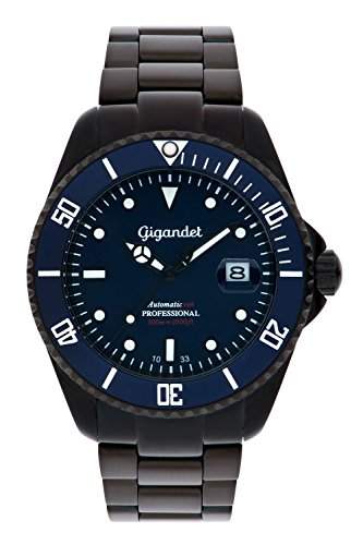 Gigandet Automatik Herren-Armbanduhr Sea Ground Taucheruhr Uhr Datum Analog Edelstahlarmband Blau Schwarz G2-013