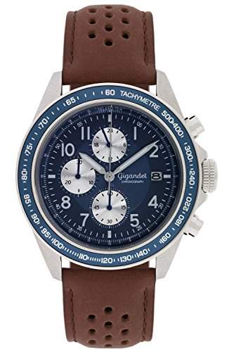 Gigandet Racetrack Herren Quarz Armbanduhr Chronograph Analog Datum Braun Blau G24-009