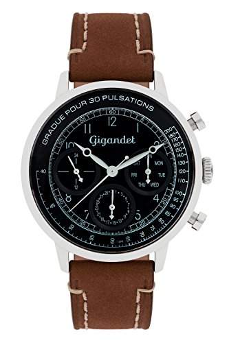 Gigandet PULSATION Vintage Herren Armbanduhr Multifunktion Analog Quarz Braun Schwarz G45-003