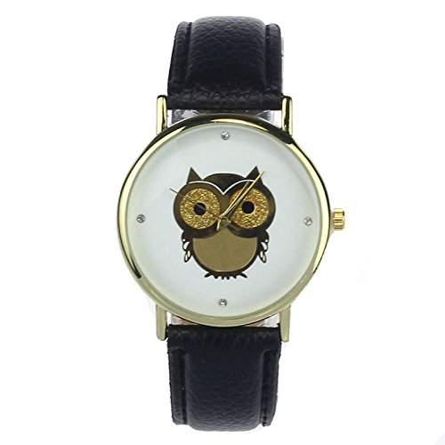 Unisex Armbanduhr Eule Owl Vintage Hispter Blogger Ethno Analog Quarz gold  schwarz lw1443