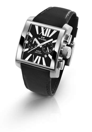 TW Steel Unisex-Armbanduhr Chronograph Leder schwarz CE3006