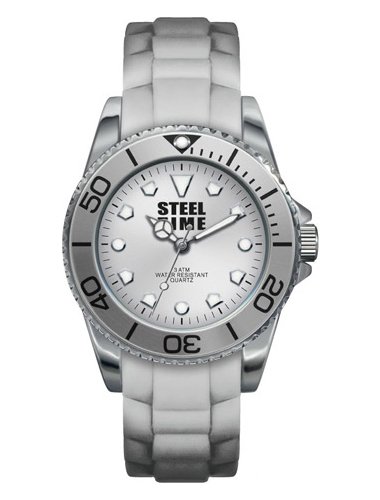 Steel Time STF007 Originelle 045J699 Analog silber Armband Gummi Silber