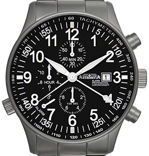 Astroavia R6S Alarm Chronograph mit Edelstahl Armband Herren-Armbanduhr 40 mm
