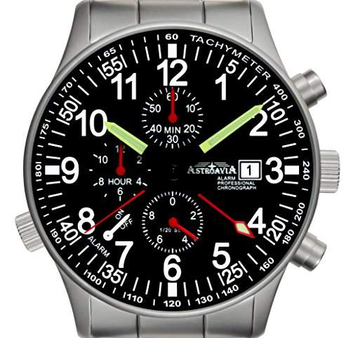 Astroavia R7S Alarm Chronograph mit Edelstahl Armband Herren-Armbanduhr 40 mm