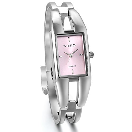 JewelryWe Elegant Charm Casual Analog Quarz Uhr mit Pink Rechteck Zifferblatt