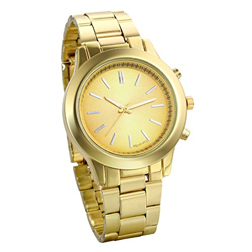 JewelryWe Klassische Fashion Business Casual Sport Uhr mit Edelstahl Armband Gold