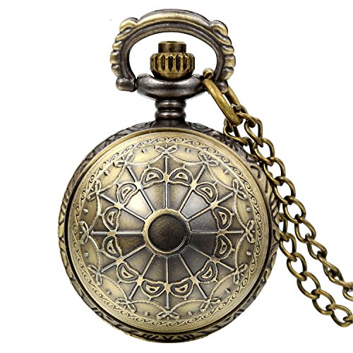 JewelryWe Vintage Steampunk Spinnennetz Taschenuhr Analog Quarz Kettenuhr Uhr Halskette Kette Bronze