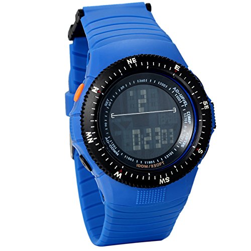 JewelryWe Studenten Armbanduhr Junge Maedchen Kinder Multifunktion Digital Elektronische Sport Uhr mit Blau Gummi Armband