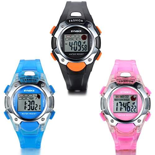 JewelryWe Kinder Armbanduhr, Maedchen Jungen Digital Elektronische Sport Uhren Schule Uhr mit Silikon Armband, Blau