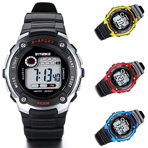 JewelryWe 4pcs Kinder Armbanduhr, Studenten LED Digital Elektronische Sport Uhr Multifunktions-Uhr Watch mit Silikon Armband, 4 Farben