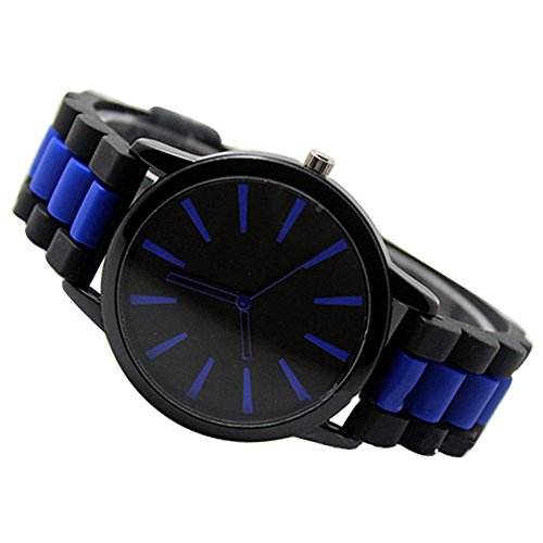 Einfach Unisex Damen Herren Silikon Armband Jellyfarben Gel Quarz Analog Sportuhr Armbanduhr Dunkelblau