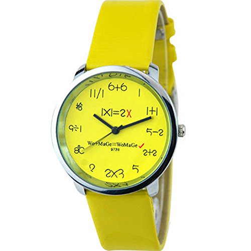 Mathematik Dial Quartz Fashion Armbanduhr Gelb