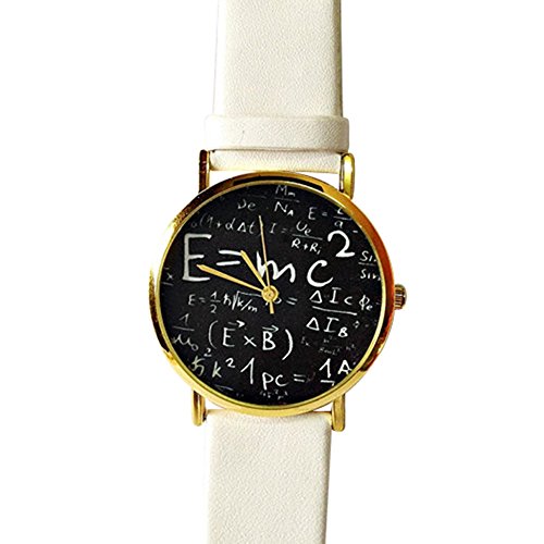 Unisex Uhr Herren Damen Nummer Zaehlen Mathematisches Zeichen Symbol Kunstleder Armband Quarzuhr Uhr Weiss