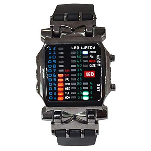 Unisex Binaer LED Uhr Digital Datumsanzeige Bunt Sport Trend Armbanduhr