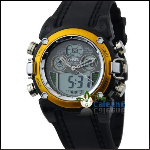 Orrorr Oshen Sport digitalen schwarzem Armband Dive Watch WOH0721 Gelb Gesicht Color