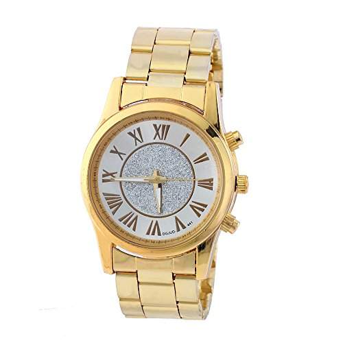 OrrOrr Mode Herren Armbanduhr Gold Edelstahl Legierung Wasserdicht Analog Quarz Elegant Einzigartig Armband Uhr Weiss