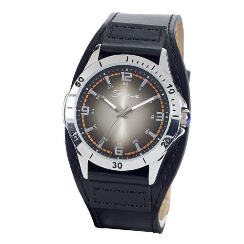 St Barth Herren-Armbanduhr Classic Trendy Analog Quarz Kunststoffband SchwarzSilberOrange SGA-90604-22L