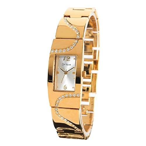 St Barth Damen-Armbanduhr Elegance Analog Quarz Metallband GoldSilber mit Strass SLA-60394-42M
