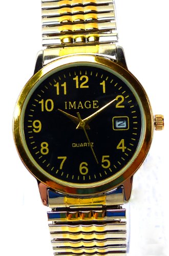 elegante und klassische Armbanduhr mit Flex Stahlarmband SCHWARZGOLD