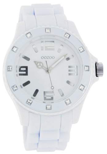 Oozoo Damen-Armbanduhr Analog Silikon C4356 white strass