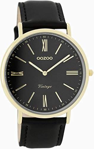 Oozoo Vintage Ultra Slim Leder 40 MM GoldSchwarzSchwarz C7713