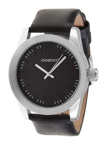 Oozoo XL Damenuhr mit Lederband - JR239 - Schwarz
