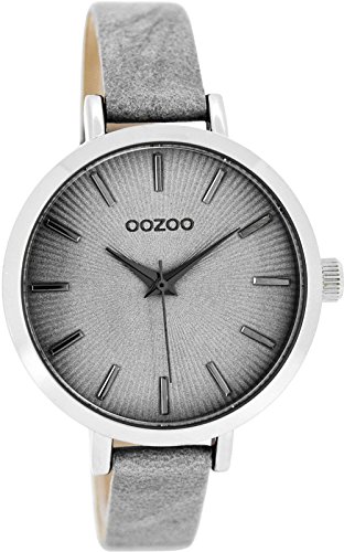 Oozoo mit Lederband 38 MM Grau Grau C8326