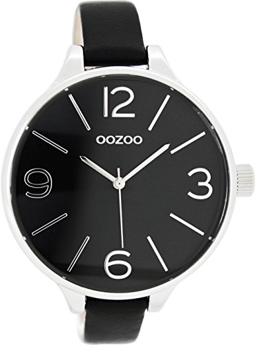 Oozoo mit Lederband 45 MM Schwarz Schwarz C7969