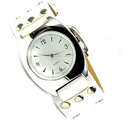 Armbanduhr Weiss Silber Nieten Mode Uhr al 80