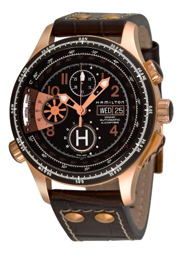 Hamilton Herren H76646533 Khaki Aviation X Hubschrauber Black Chronograph Zifferblatt