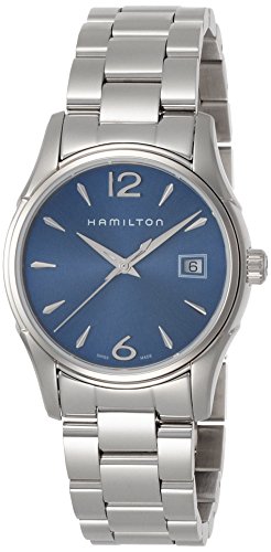 Uhr Hamilton Jazzmaster Lady h32351145 Quarz Batterie Stahl Quandrante blau Armband Stahl