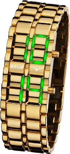 APUS Zeta Gold Green AS ZT GG LED Uhr fuer Herren Design Highlight