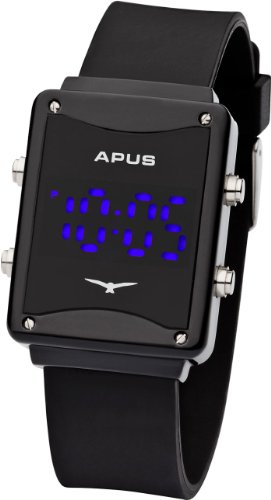 APUS Epsilon Black Blue LED Uhr Design Highlight