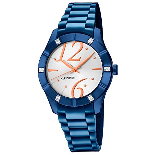Calypso Armbanduhr fuer Damen Fashion Trendy K5715 3 PU Armband blau Quarz Uhr UK5715 3
