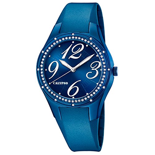 Calypso Armbanduhr fuer Damen Fashion Trendy K5721 7 PU Armband blau Quarz Uhr UK5721 7