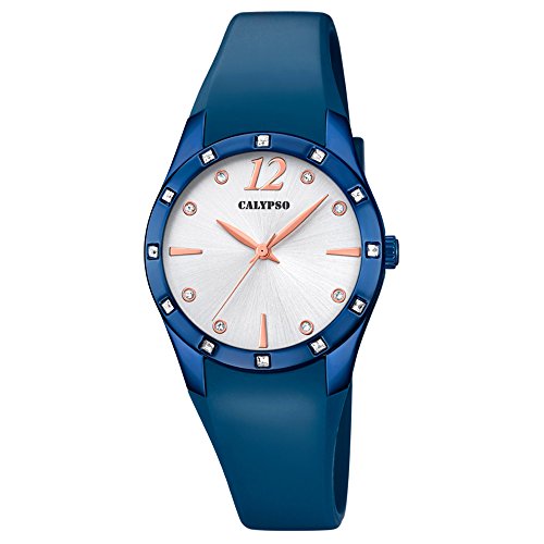 Calypso Armbanduhr fuer Damen Fashion Trendy K5714 3 PU Armband blau Quarz Uhr UK5714 3