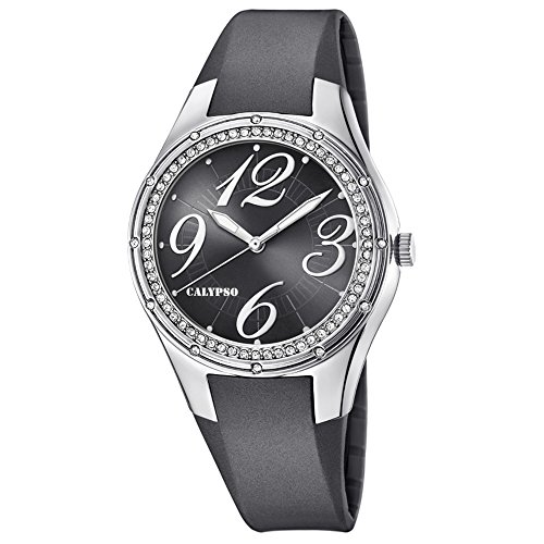 Calypso Armbanduhr fuer Damen Fashion Trendy K5721 5 PU Armband grau anthrazit Quarz Uhr UK5721 5