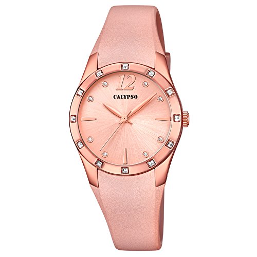 Calypso Armbanduhr fuer Damen Fashion Trendy K5714 5 PU Armband rosa Quarz Uhr UK5714 5