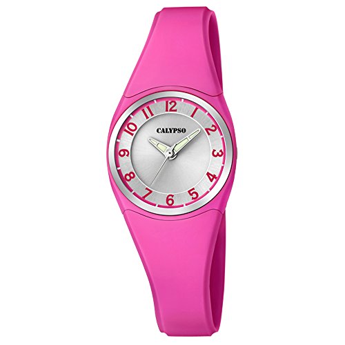 Calypso Armbanduhr fuer Damen und Herren Fashion Dame Boy K5726 5 PU Armband rosa Quarz Uhr UK5726 5
