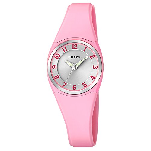 Calypso Armbanduhr fuer Damen und Herren Fashion Dame Boy K5726 2 PU Armband hellrosa Quarz Uhr UK5726 2