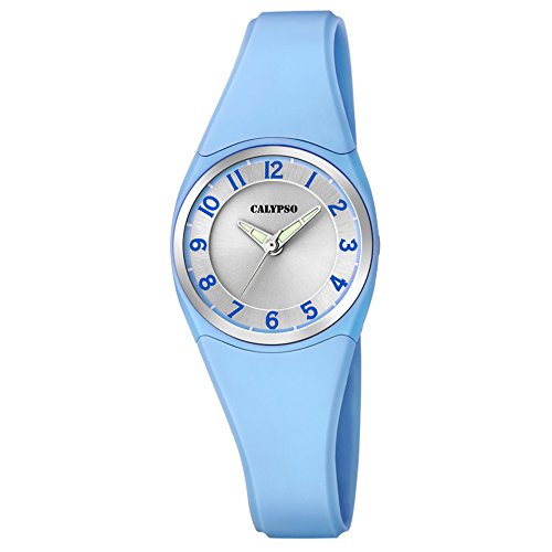 Calypso Armbanduhr fuer Damen und Herren Fashion Dame Boy K5726 3 PU Armband hellblau Quarz Uhr UK5726 3
