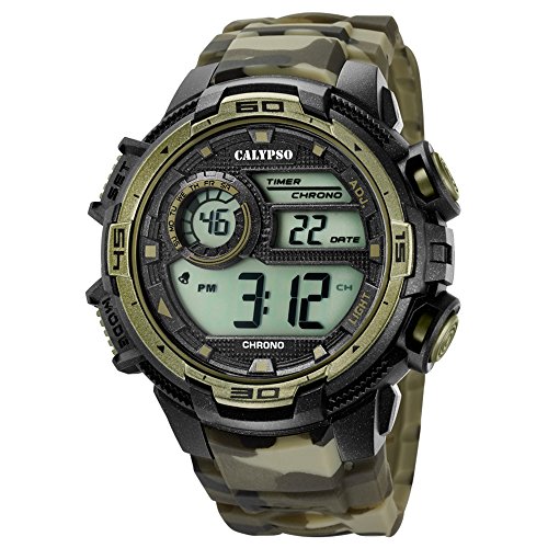 Calypso Armbanduhr fuer Herren Sport Digital for Man K5723 6 PU Armband schwarz braun Quarz Uhr UK5723 6